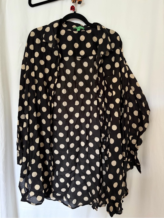 J. Crew Tops - J. Crew Black Sheer Polka Dot Blouse with Cream Dots